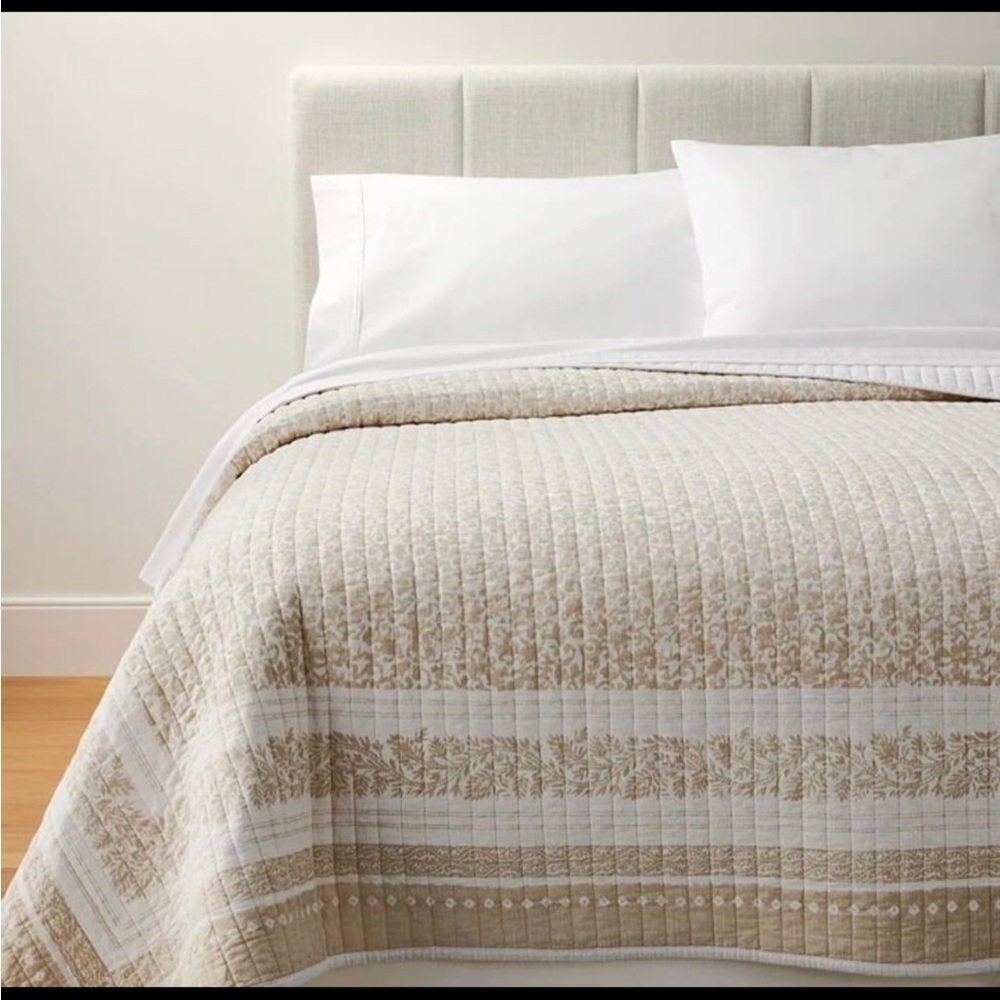 QUEEN QUILT + 2 SHAM Threshold Studio McGee Decorative Border Cotton Slub Quilt